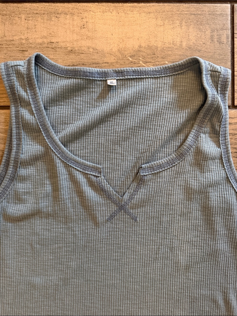 Amazon Ribbed Tank Top in Dusty Blue - Picture 2 of 3